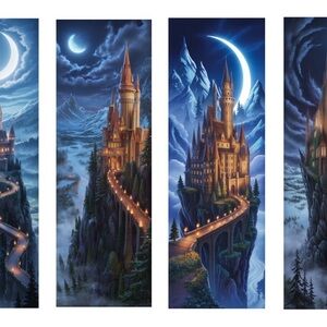Mystical Nightscape Bookmark Set - Blue and Gold
